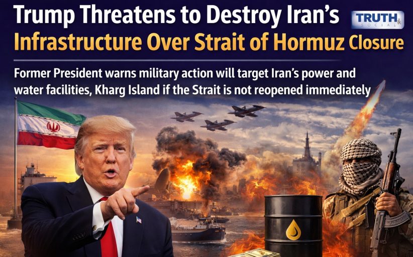 Donald Trump has warned that he could destroy Iran’s key infrastructure if the Strait of Hormuz is not reopened immediately.