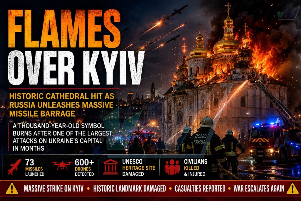 Flames Over Kyiv: Russia’s Largest Assault in Weeks Strikes Historic Cathedral and Deepens a War with No End in Sight