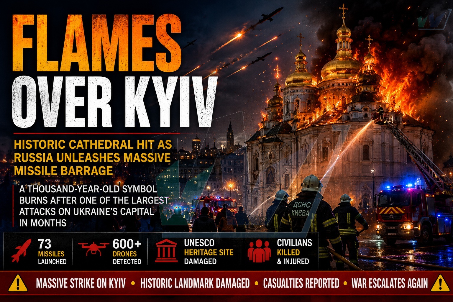 Flames Over Kyiv: Russia’s Largest Assault in Weeks Strikes Historic Cathedral and Deepens a War with No End in Sight