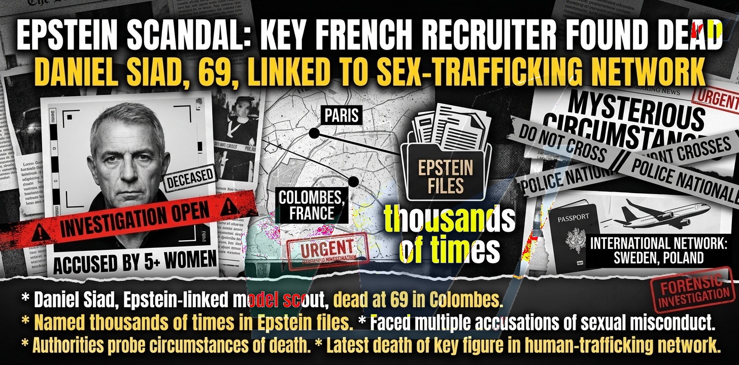 Epstein-Linked French Model Scout Daniel Siad Found Dead Near Paris as Investigators Probe His Role in Sex-Trafficking Network