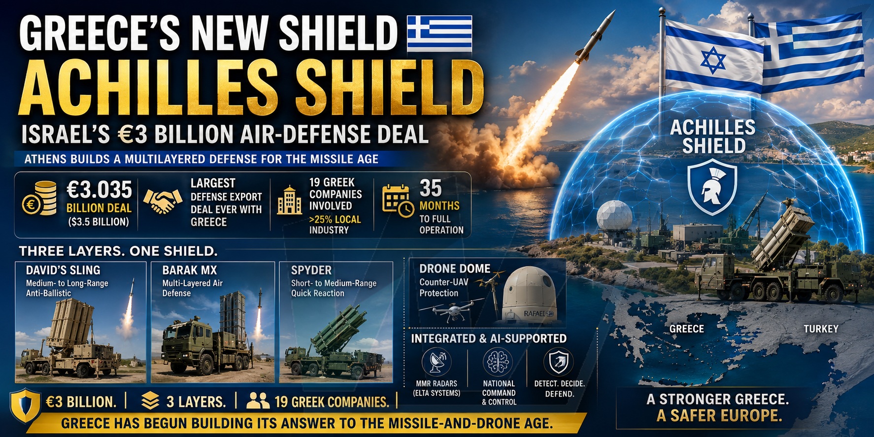 Israel’s €3 Billion “Achilles Shield” for Greece: A New Air-Defense Era Takes Shape