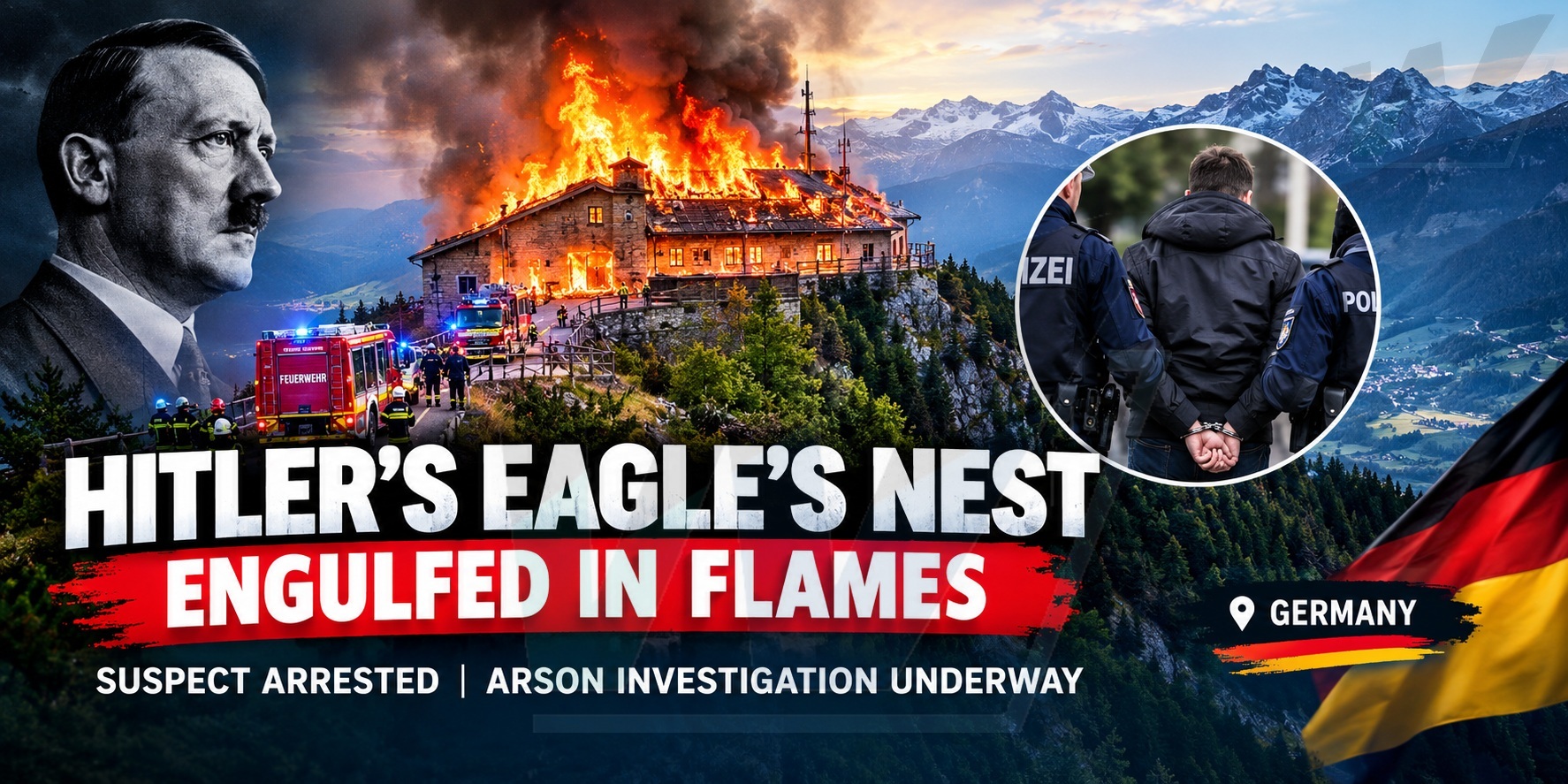 Eagle’s Nest Fire: Suspect Arrested After Flames Devastate Hitler’s Historic Bavarian Retreat